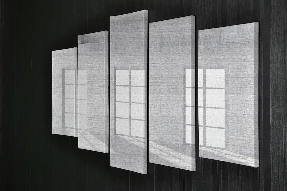 White brick loft with window 5 Split Panel Canvas - Canvas Art Rocks - 2