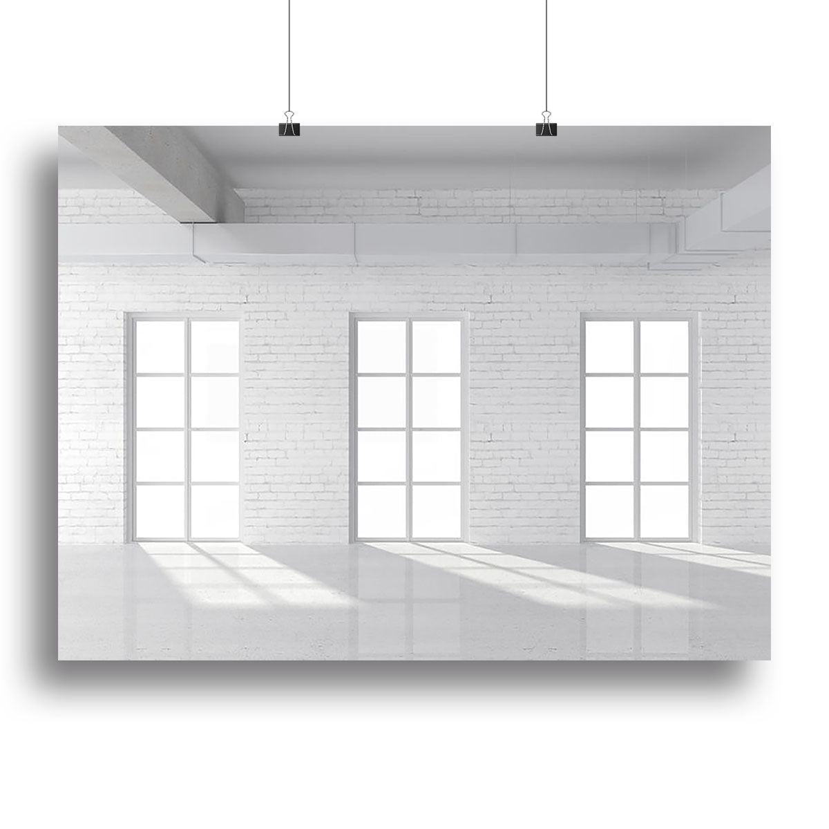 White brick loft with window Canvas Print or Poster - Canvas Art Rocks - 2