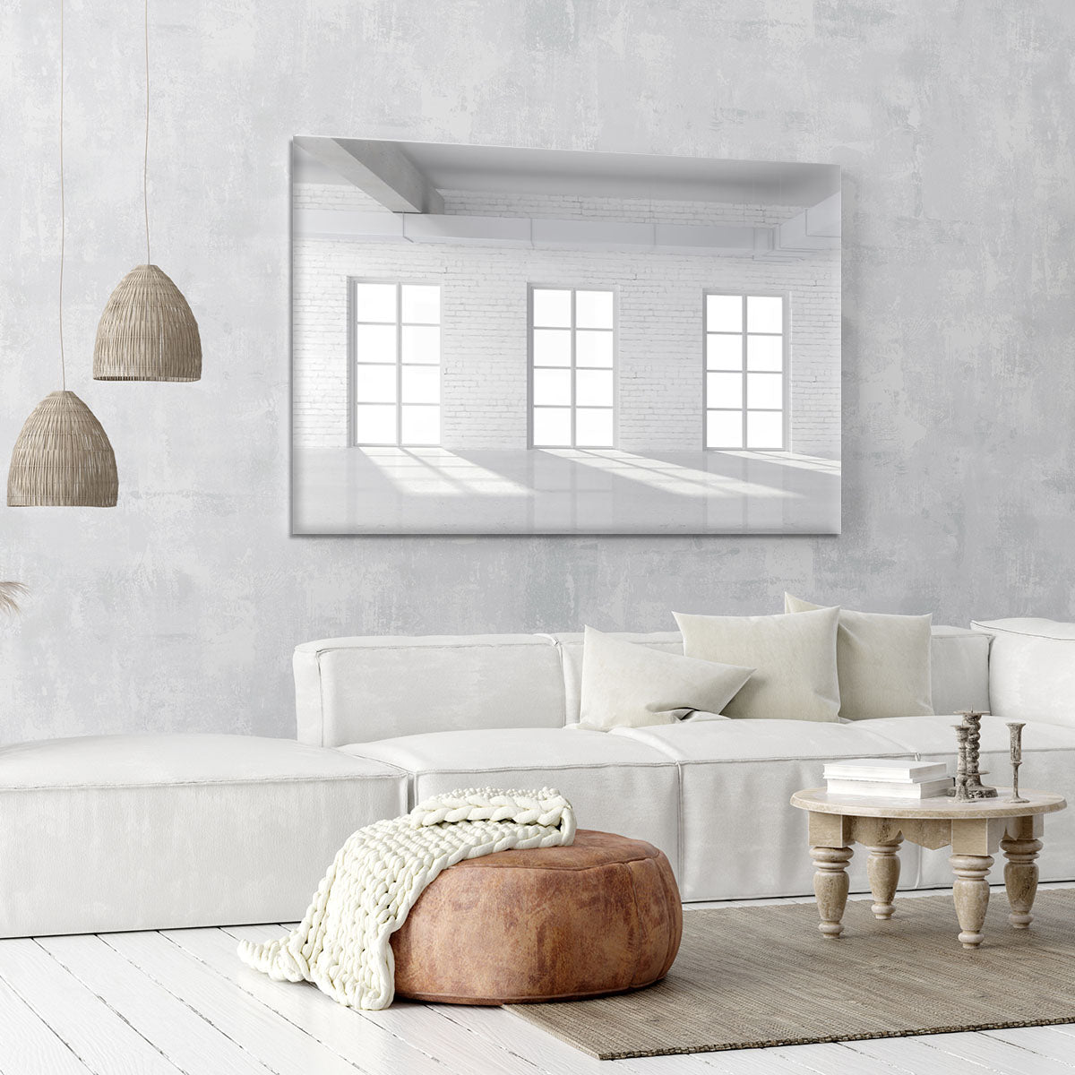 White brick loft with window Canvas Print or Poster - Canvas Art Rocks - 6