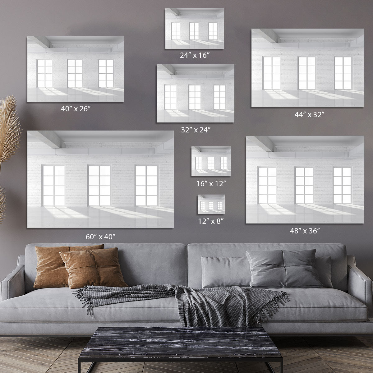 White brick loft with window Canvas Print or Poster - Canvas Art Rocks - 7