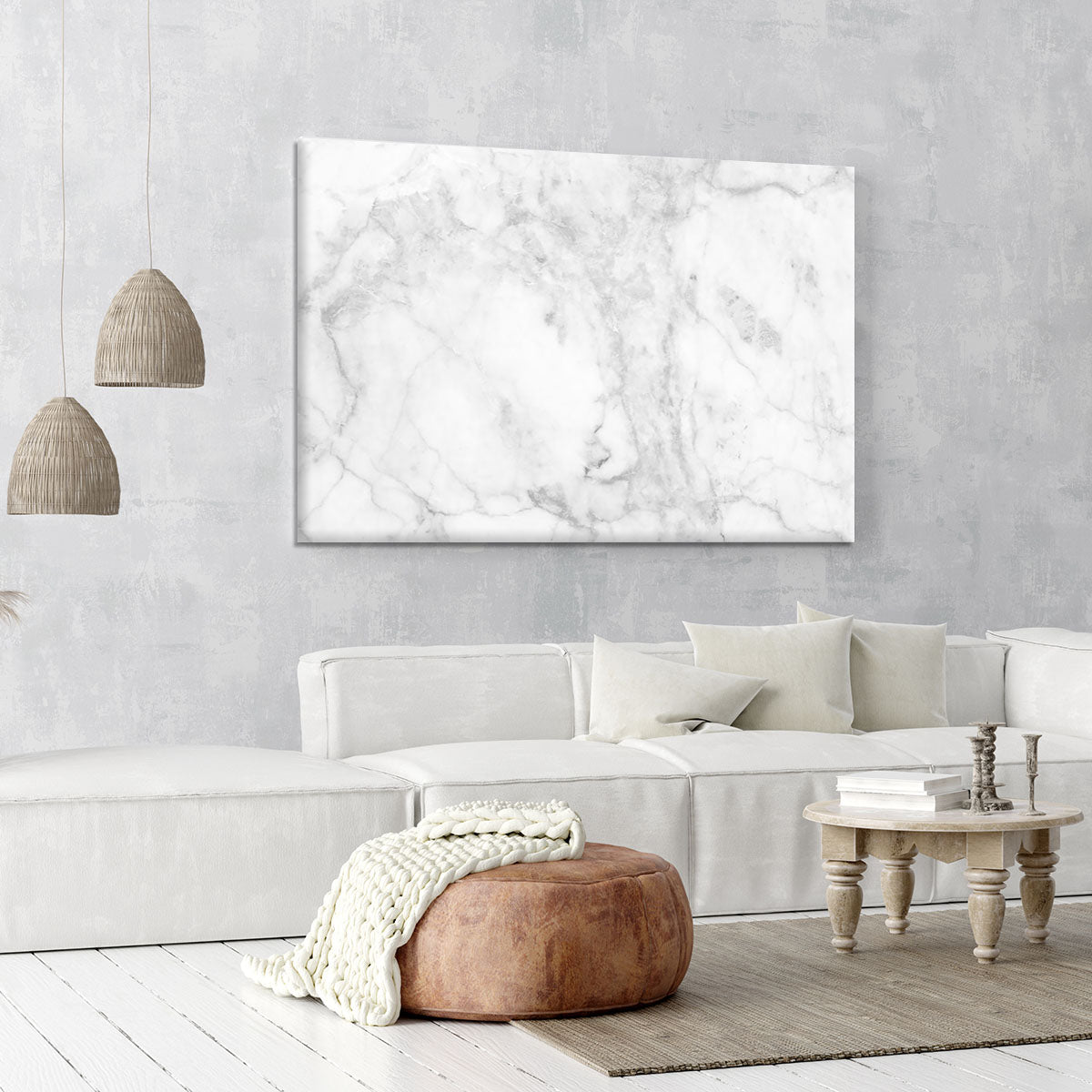 White gray marble patterned Canvas Print or Poster - Canvas Art Rocks - 6