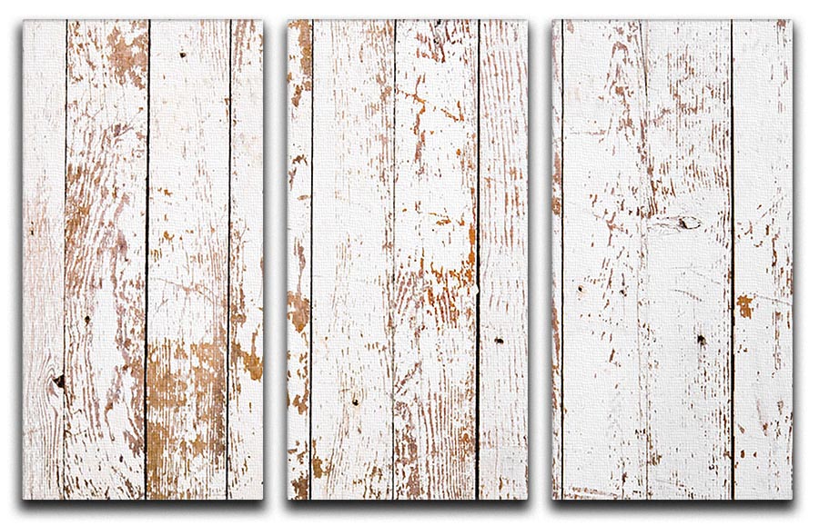 White grunge wooden 3 Split Panel Canvas Print - Canvas Art Rocks - 1