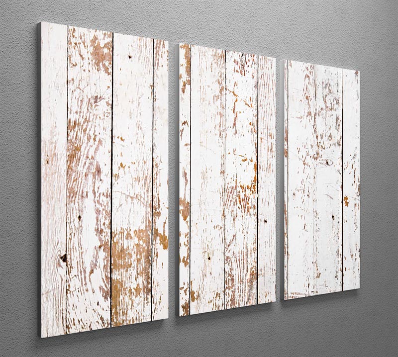 White grunge wooden 3 Split Panel Canvas Print - Canvas Art Rocks - 2