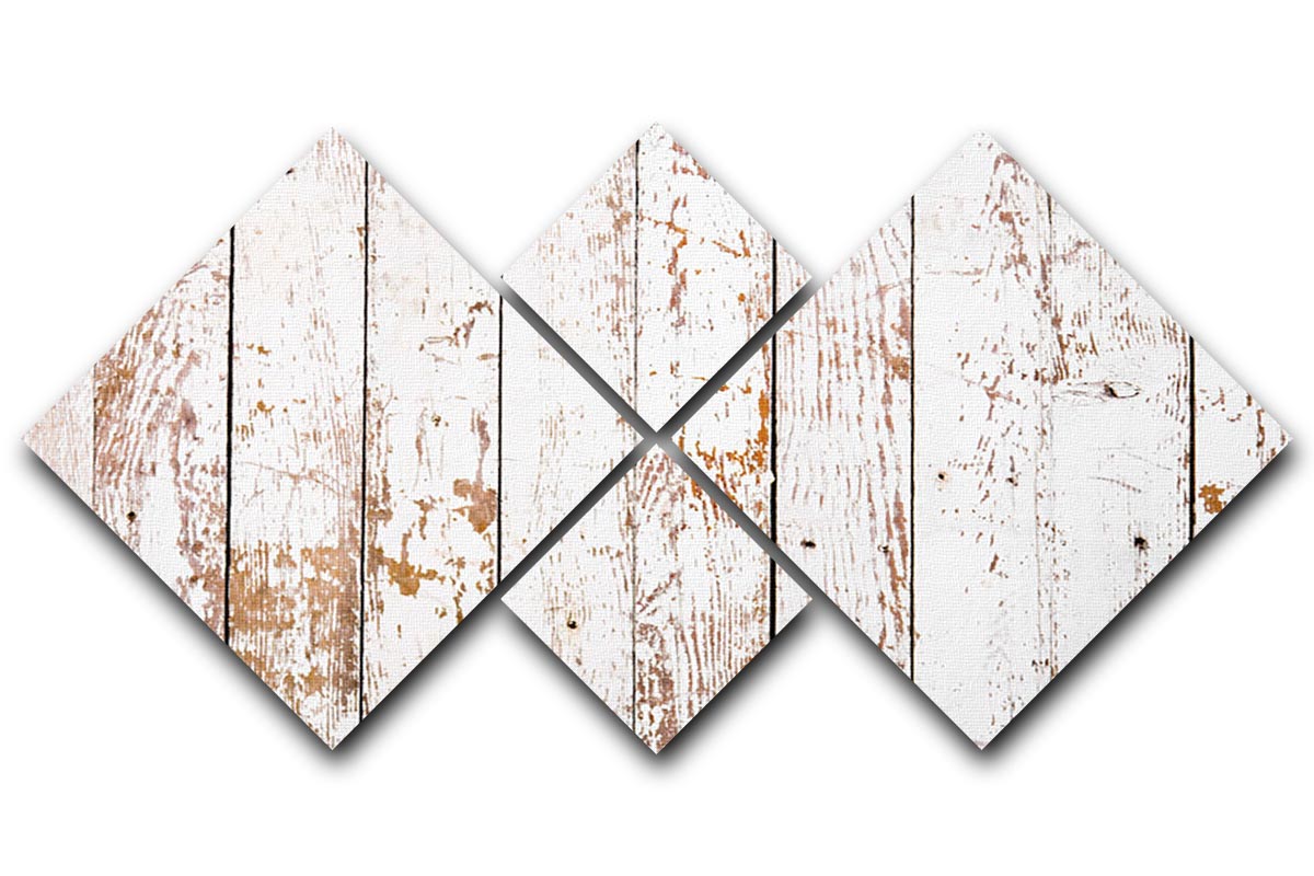 White grunge wooden 4 Square Multi Panel Canvas - Canvas Art Rocks - 1