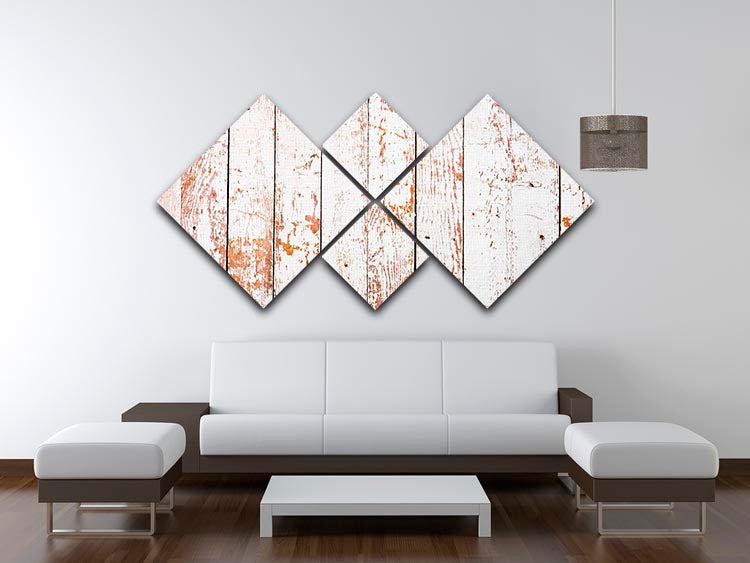 White grunge wooden 4 Square Multi Panel Canvas - Canvas Art Rocks - 3
