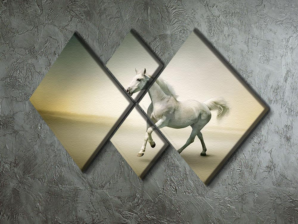 White horse in motion 4 Square Multi Panel Canvas - Canvas Art Rocks - 2