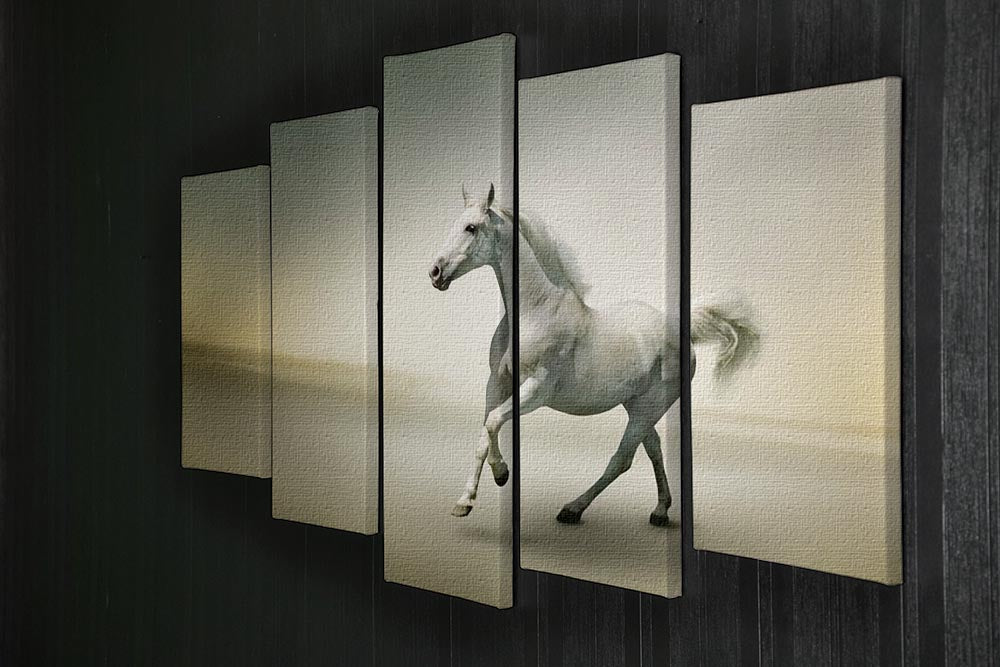 White horse in motion 5 Split Panel Canvas - Canvas Art Rocks - 2