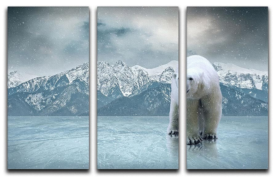 White polar bear on the ice 3 Split Panel Canvas Print - Canvas Art Rocks - 1