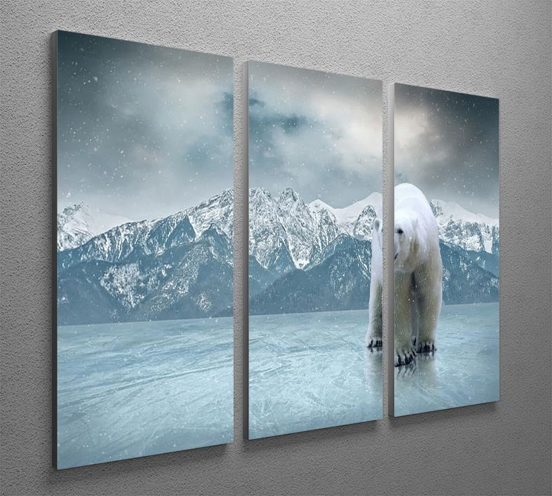 White polar bear on the ice 3 Split Panel Canvas Print - Canvas Art Rocks - 2