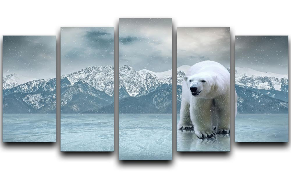 White polar bear on the ice 5 Split Panel Canvas - Canvas Art Rocks - 1