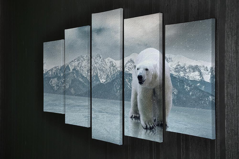 White polar bear on the ice 5 Split Panel Canvas - Canvas Art Rocks - 2