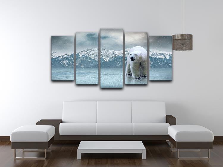 White polar bear on the ice 5 Split Panel Canvas - Canvas Art Rocks - 3