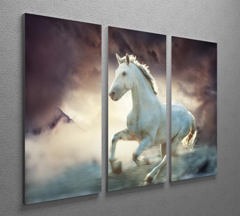 White running horse 3 Split Panel Canvas Print - Canvas Art Rocks - 2