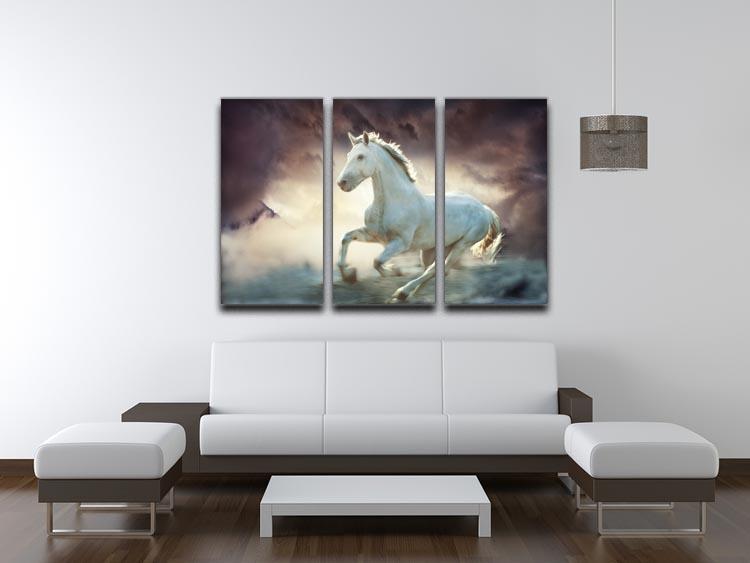 White running horse 3 Split Panel Canvas Print - Canvas Art Rocks - 3