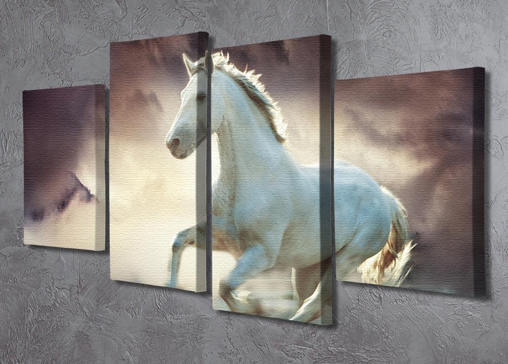 White running horse 4 Split Panel Canvas  - Canvas Art Rocks - 2