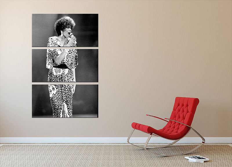 Whitney Houston on stage 3 Split Panel Canvas Print - Canvas Art Rocks - 2