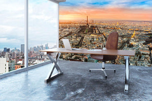 Wide angle view of Paris at twilight Wall Mural Wallpaper - Canvas Art Rocks - 3