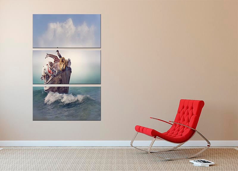 Wild Animals and Birds in an Old Boat 3 Split Panel Canvas Print - Canvas Art Rocks - 2