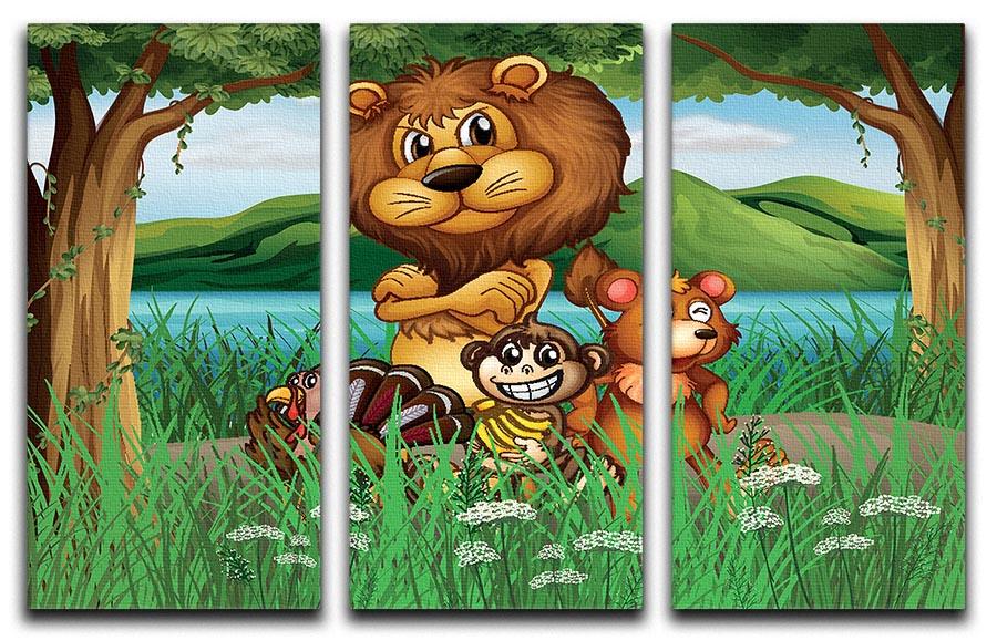 Wild animals in the jungle 3 Split Panel Canvas Print - Canvas Art Rocks - 1