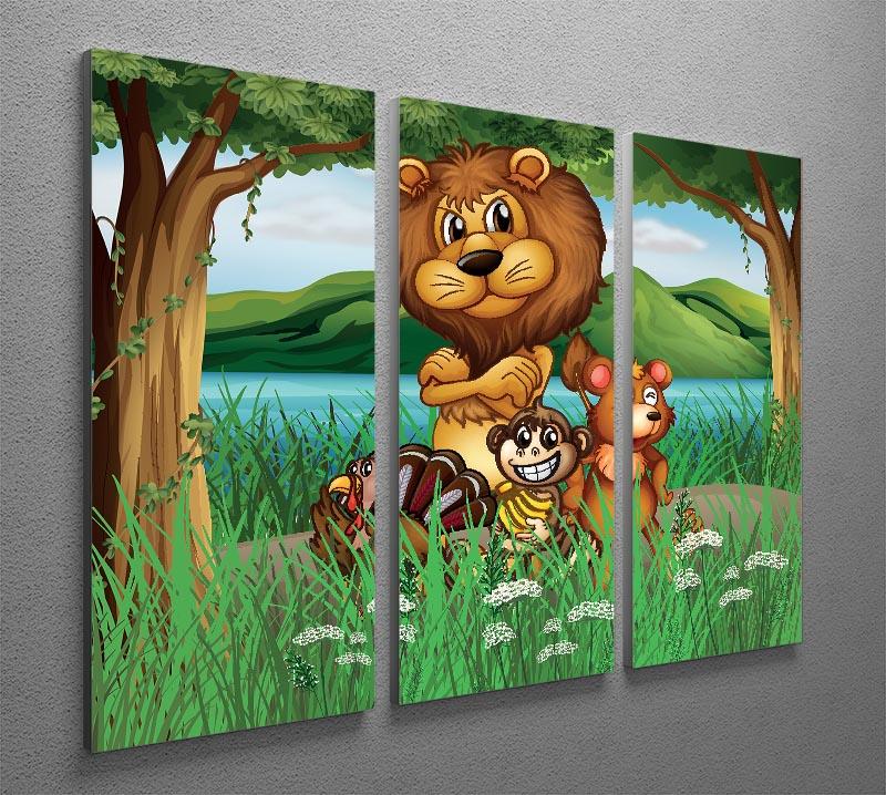 Wild animals in the jungle 3 Split Panel Canvas Print - Canvas Art Rocks - 2