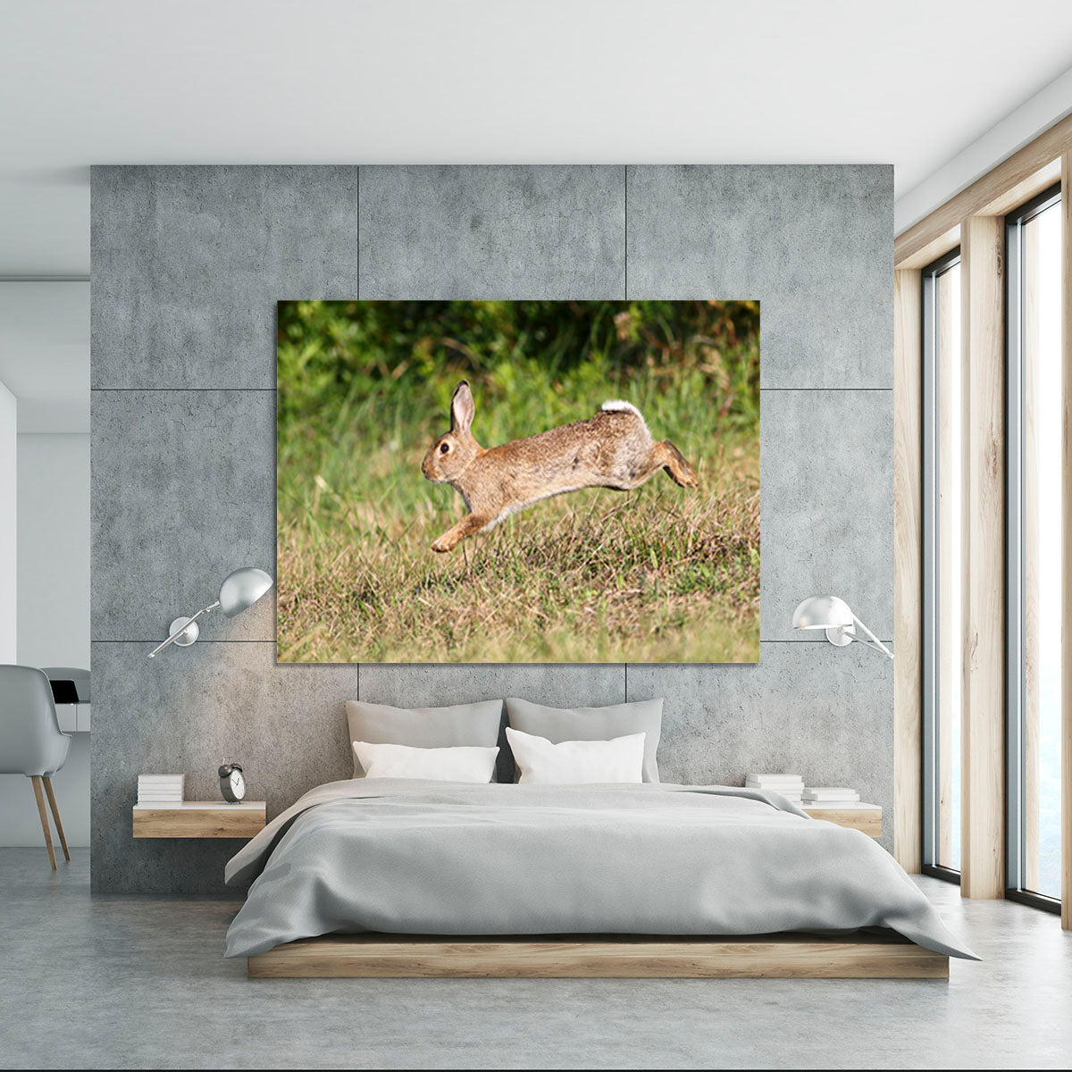 Wild cute rabbit is jumping on meadow Canvas Print or Poster - Canvas Art Rocks - 5