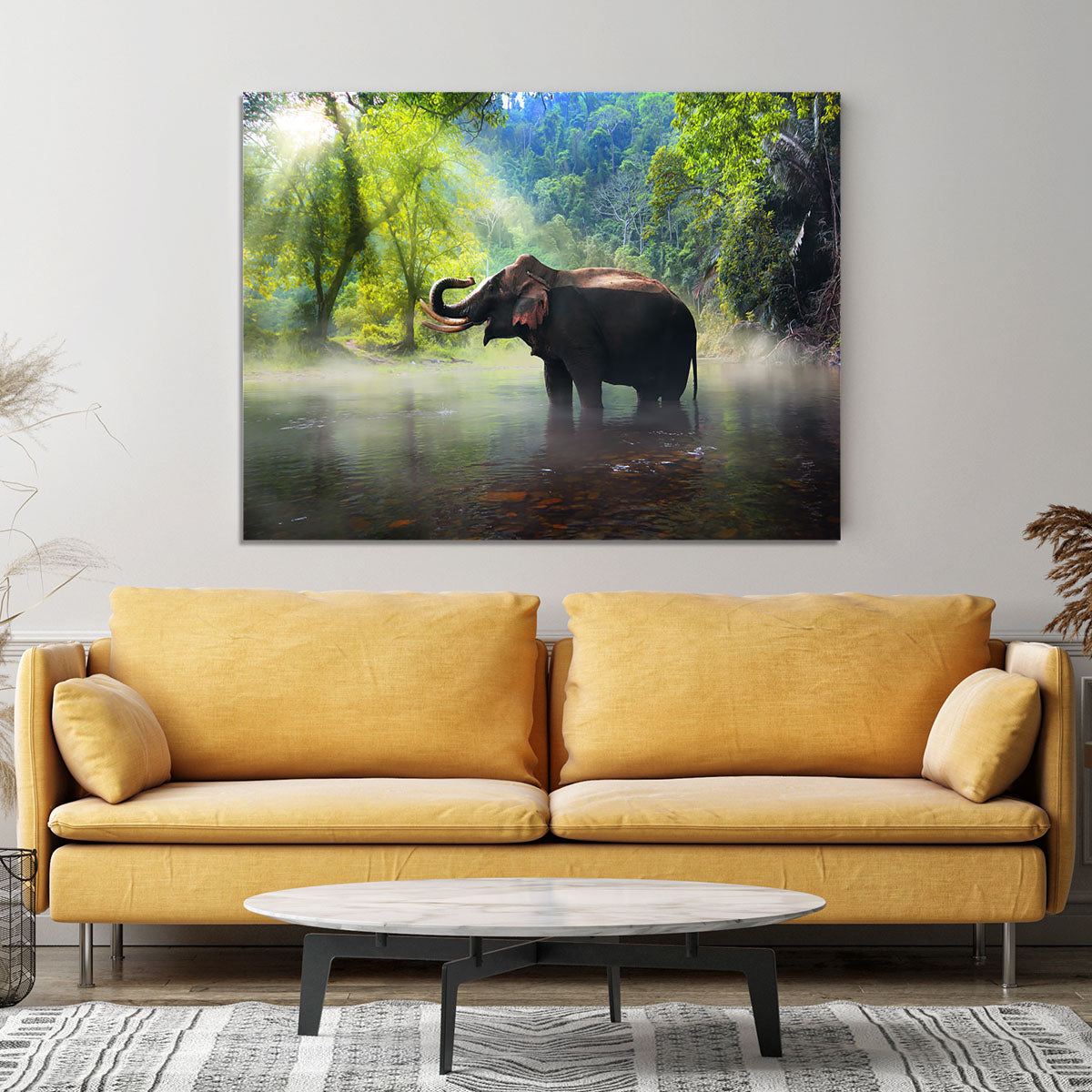 Wild elephant in the beautiful forest Canvas Print or Poster - Canvas Art Rocks - 4