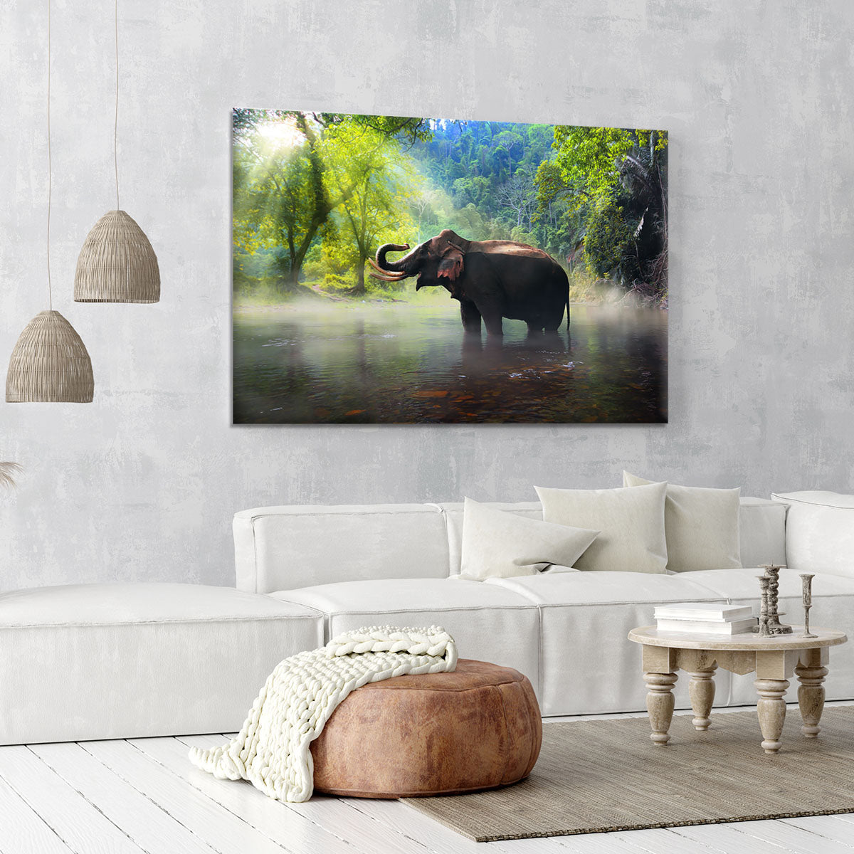 Wild elephant in the beautiful forest Canvas Print or Poster - Canvas Art Rocks - 6