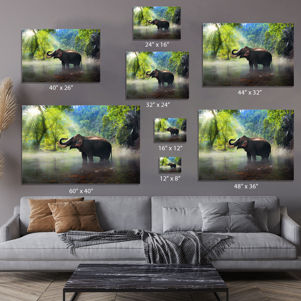Wild elephant in the beautiful forest Canvas Print or Poster - Canvas Art Rocks - 7