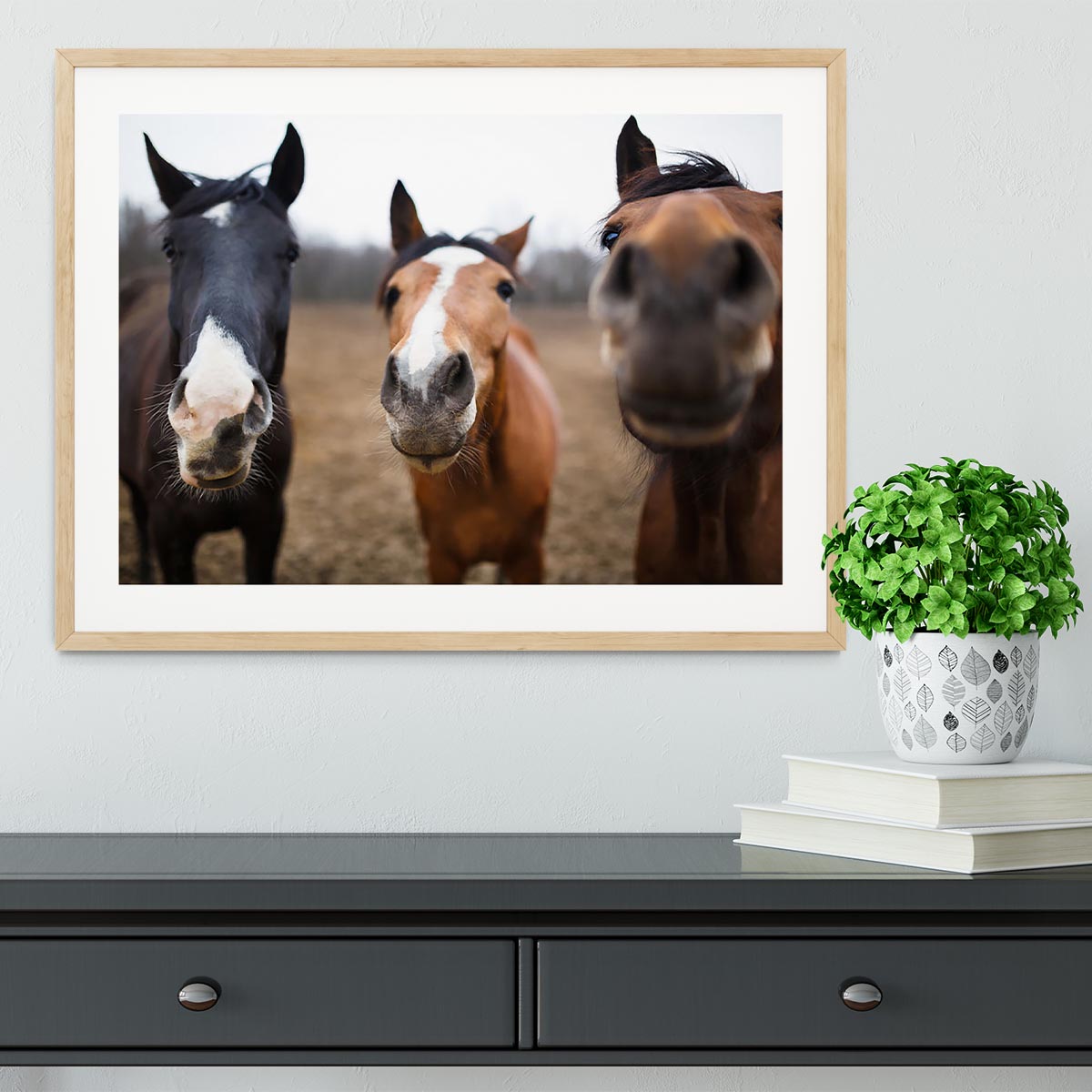 Wild horses on the meadow at spring time Framed Print - Canvas Art Rocks - 3