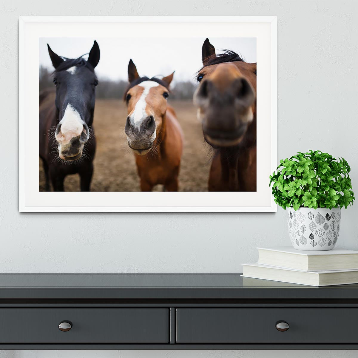 Wild horses on the meadow at spring time Framed Print - Canvas Art Rocks - 5