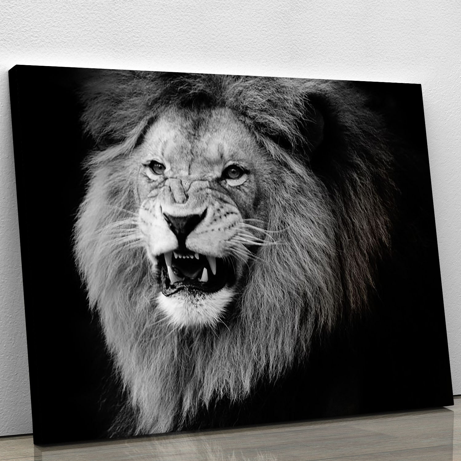 Wild lion portrait in black and white. Canvas Print or Poster - Canvas Art Rocks - 1