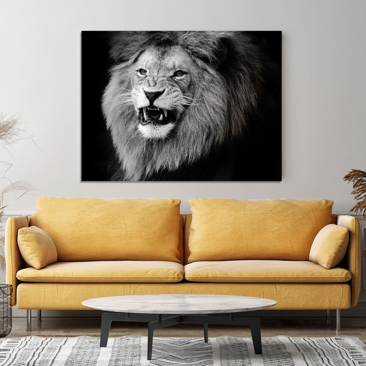 Wild lion portrait in black and white. Canvas Print or Poster - Canvas Art Rocks - 4