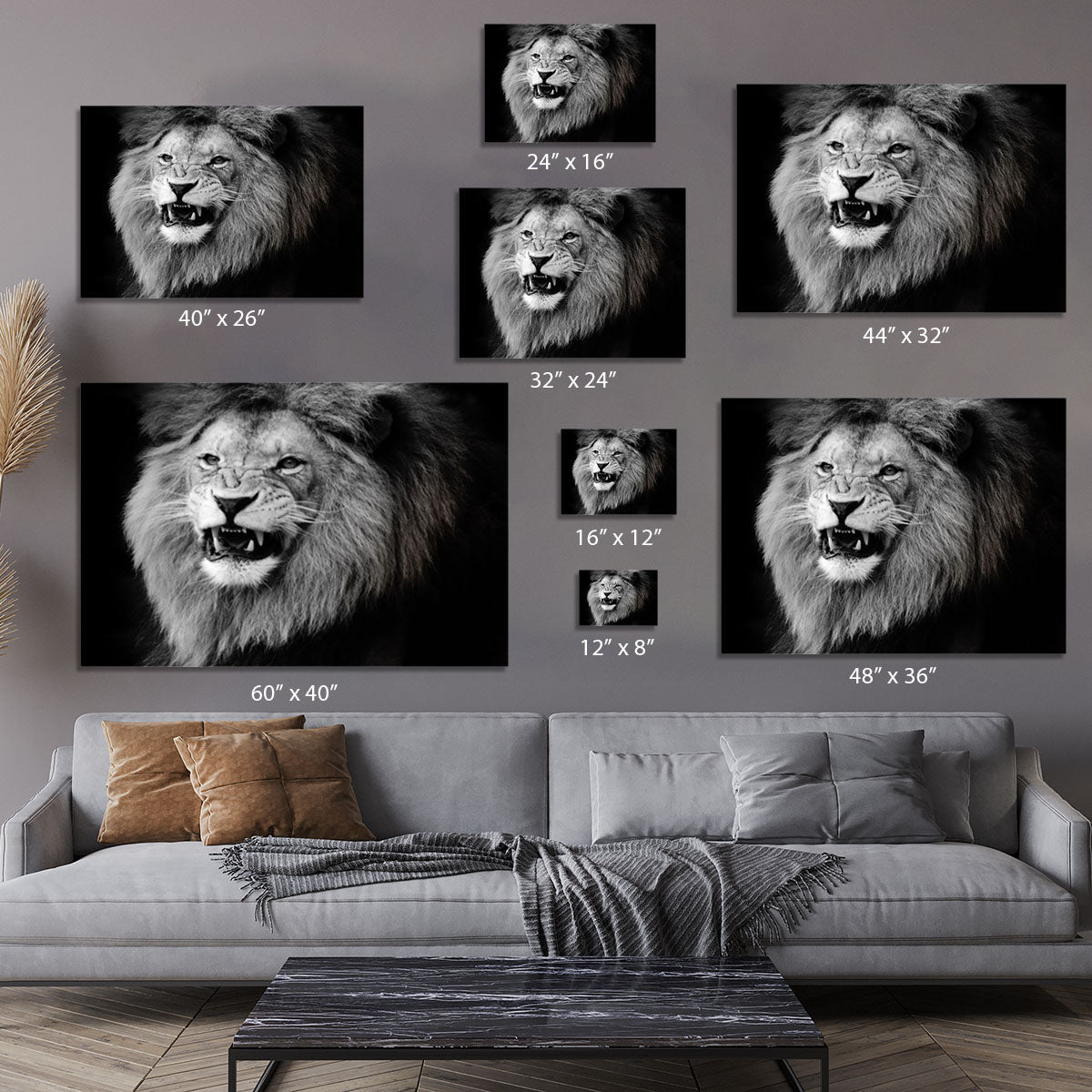 Wild lion portrait in black and white. Canvas Print or Poster - Canvas Art Rocks - 7