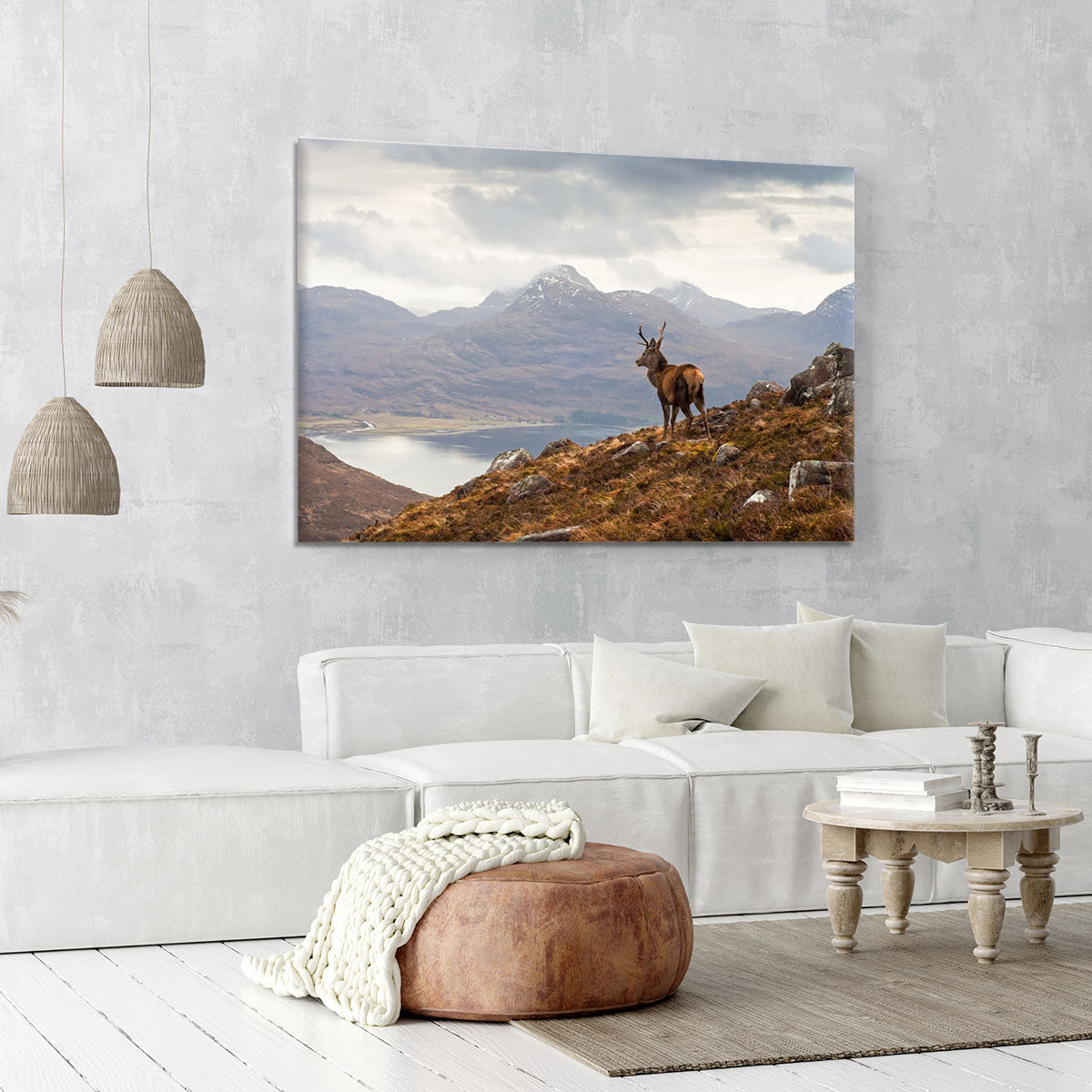Wild stag overlooking Loch Torridon Canvas Print or Poster - Canvas Art Rocks - 6