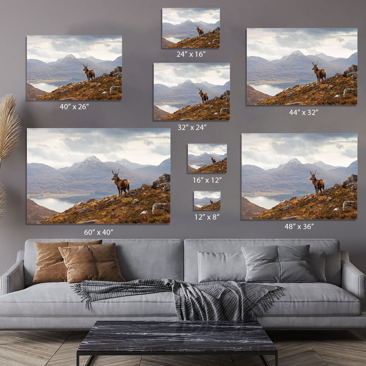 Wild stag overlooking Loch Torridon Canvas Print or Poster - Canvas Art Rocks - 7