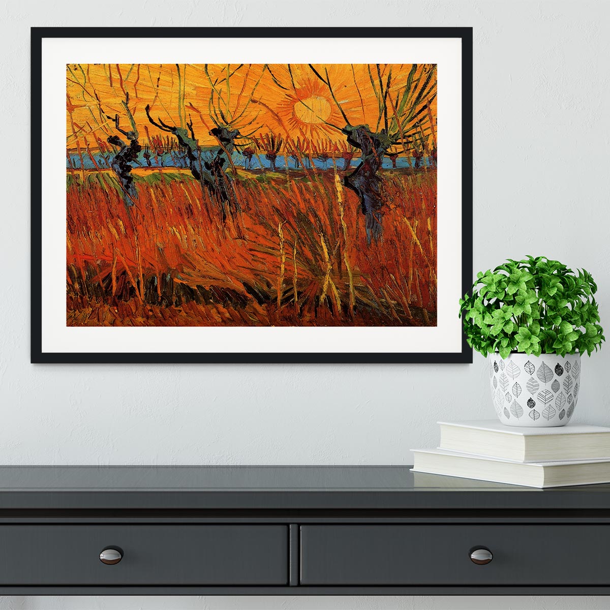 Willows at Sunset by Van Gogh Framed Print - Canvas Art Rocks - 1