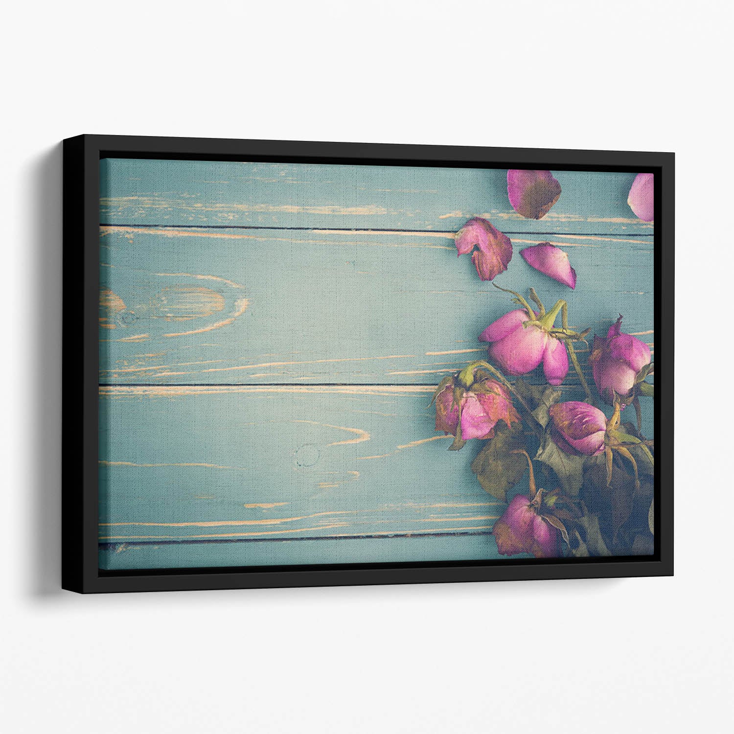 Wilted Flower Vintage Background Floating Framed Canvas