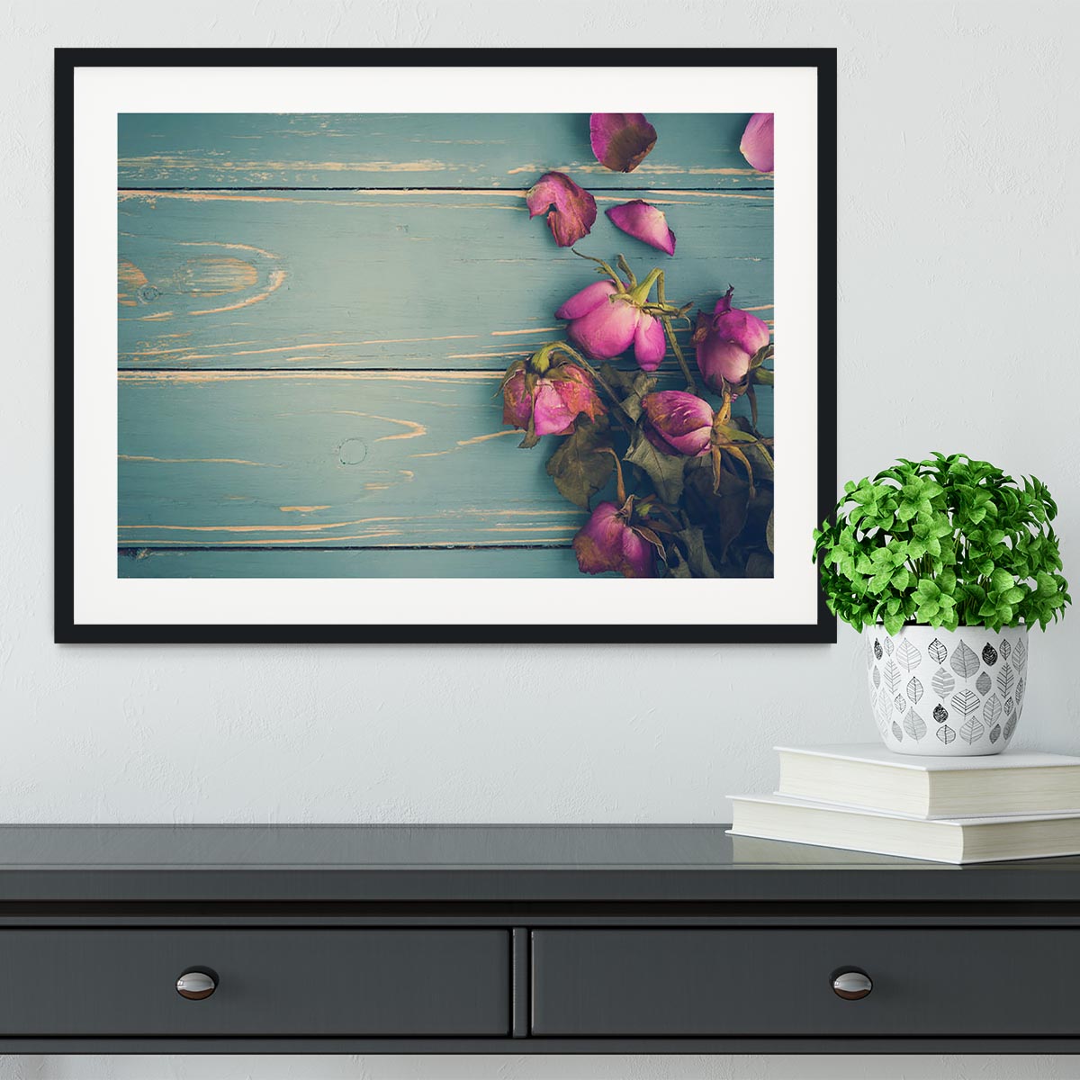 Wilted Flower Vintage Background Framed Print - Canvas Art Rocks - 1