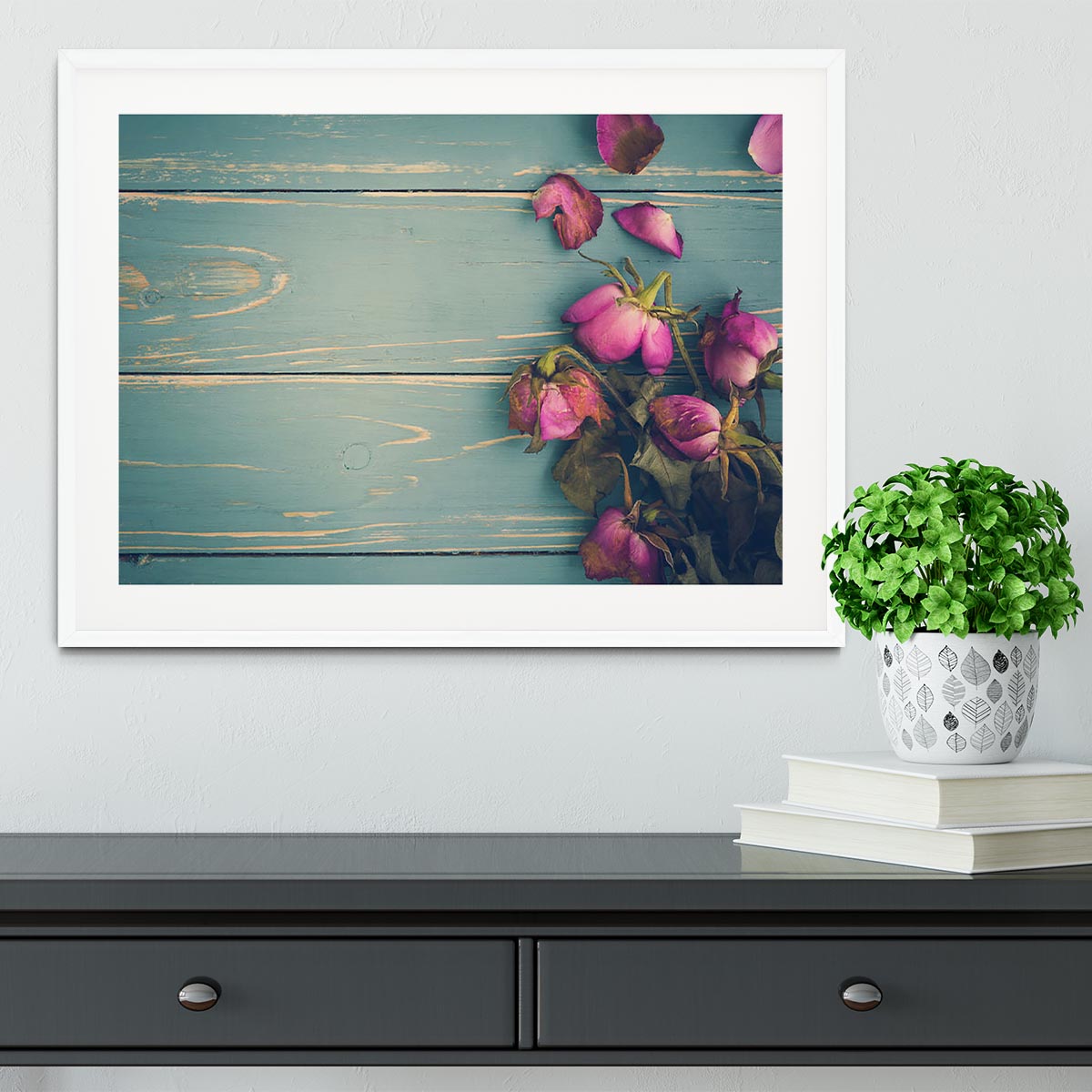 Wilted Flower Vintage Background Framed Print - Canvas Art Rocks - 5