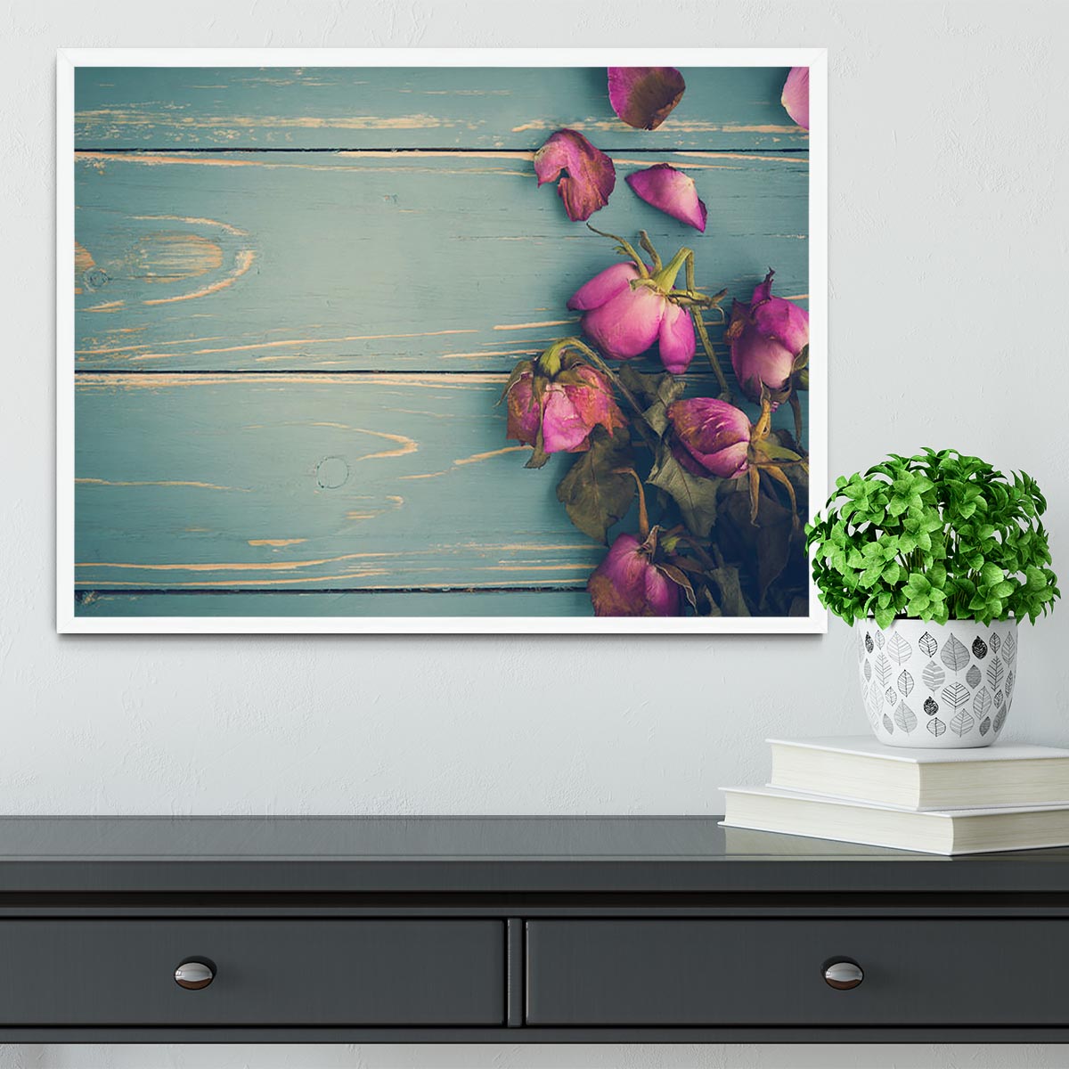 Wilted Flower Vintage Background Framed Print - Canvas Art Rocks -6