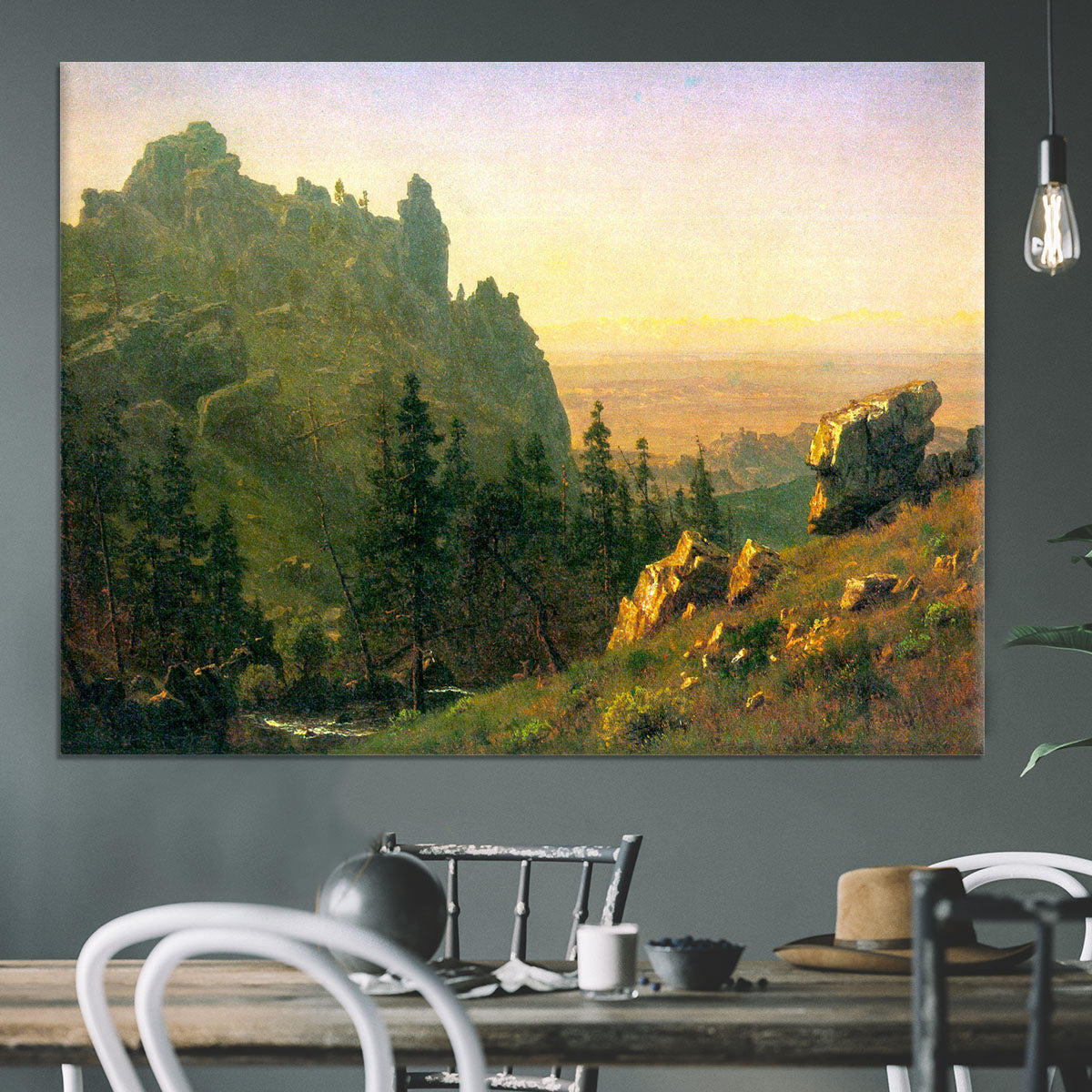 Wind River Country by Bierstadt Canvas Print or Poster - Canvas Art Rocks - 3