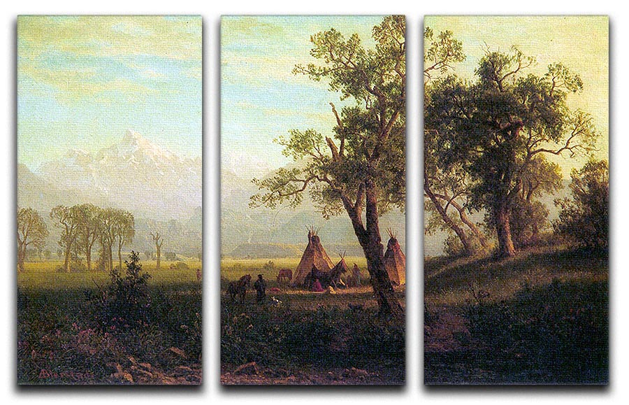 Wind River Mountains in Nebraska by Bierstadt 3 Split Panel Canvas Print - Canvas Art Rocks - 1