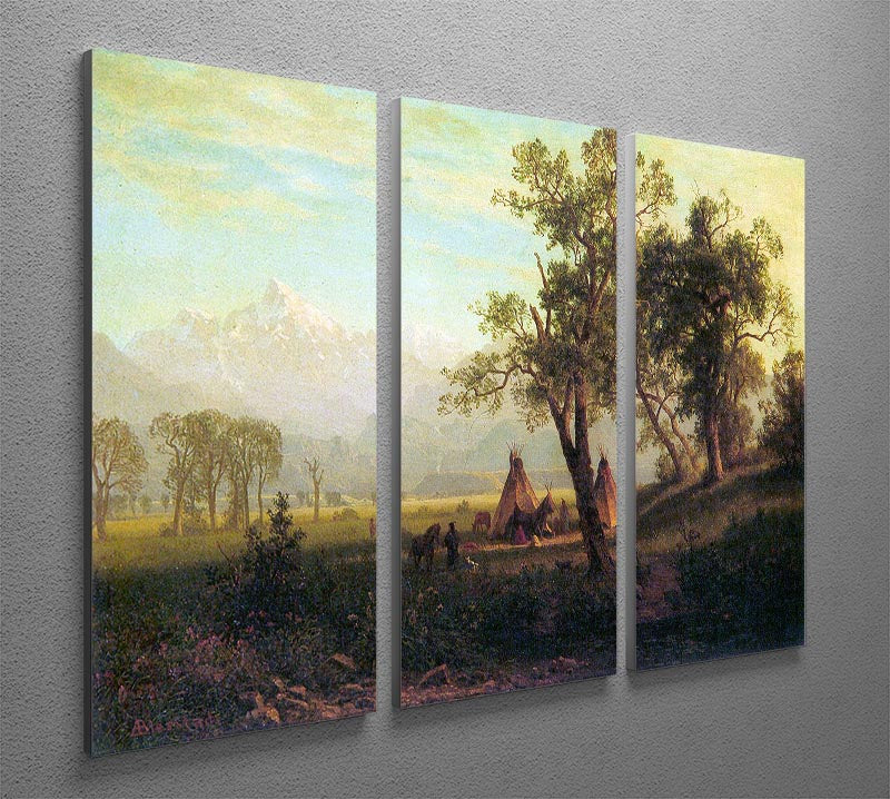 Wind River Mountains in Nebraska by Bierstadt 3 Split Panel Canvas Print - Canvas Art Rocks - 2