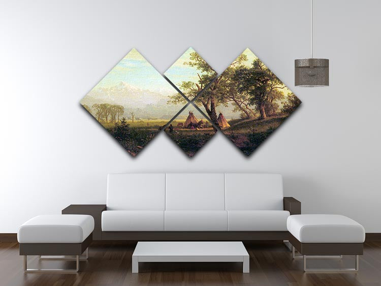 Wind River Mountains in Nebraska by Bierstadt 4 Square Multi Panel Canvas - Canvas Art Rocks - 3