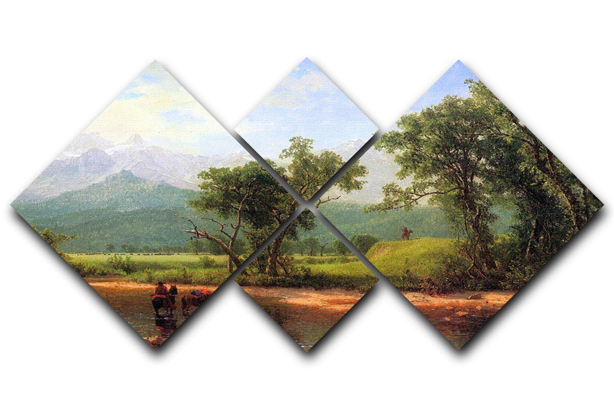 Wind River Mountains landscape in Wyoming by Bierstadt 4 Square Multi Panel Canvas - Canvas Art Rocks - 1