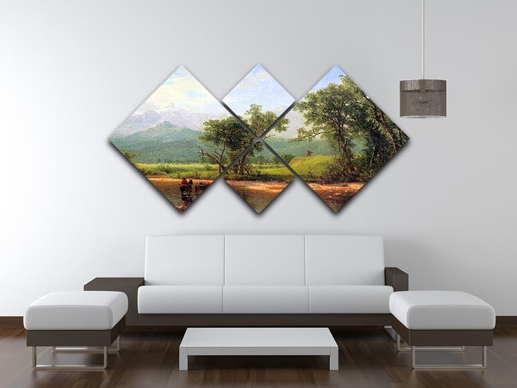 Wind River Mountains landscape in Wyoming by Bierstadt 4 Square Multi Panel Canvas - Canvas Art Rocks - 3