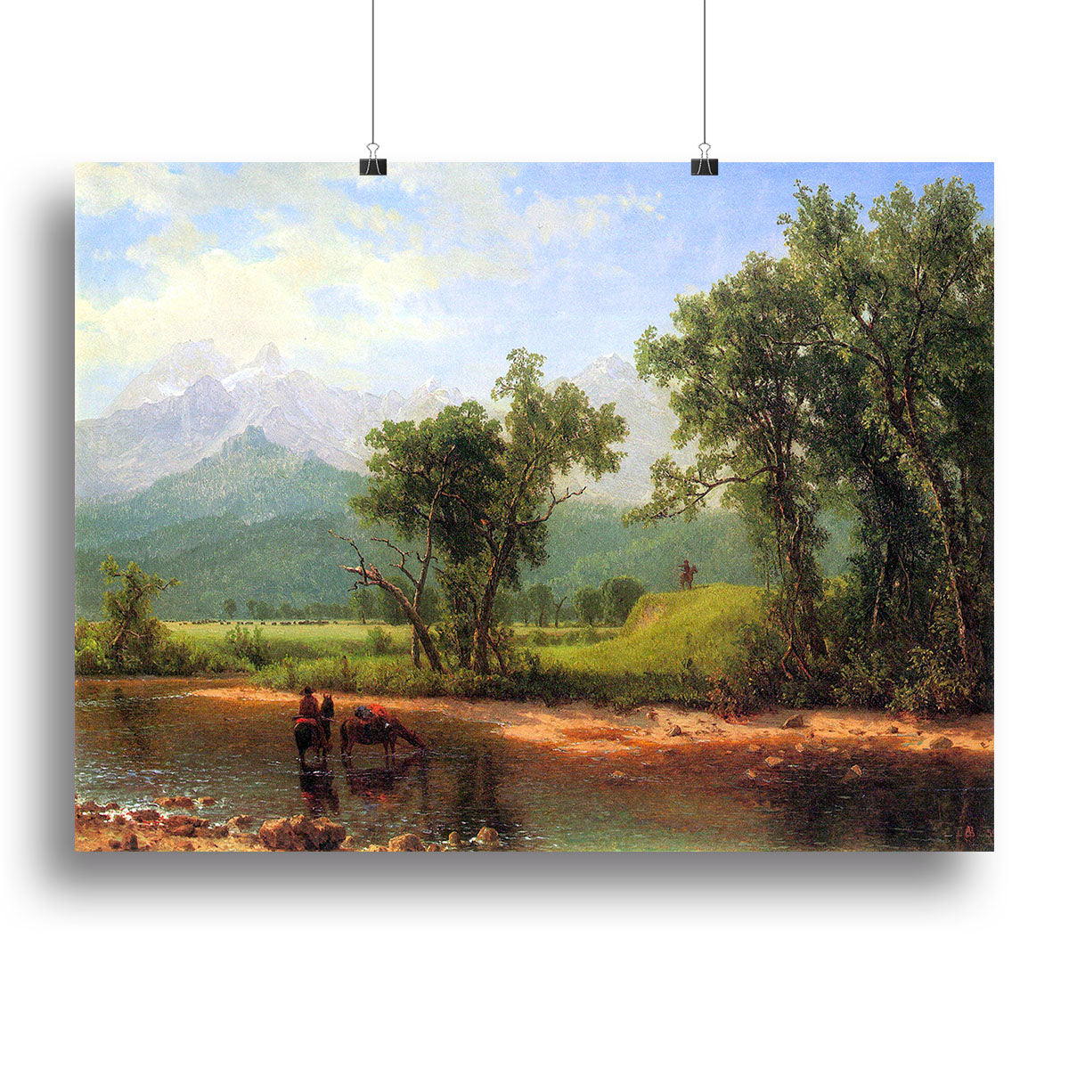 Wind River Mountains landscape in Wyoming by Bierstadt Canvas Print or Poster - Canvas Art Rocks - 2