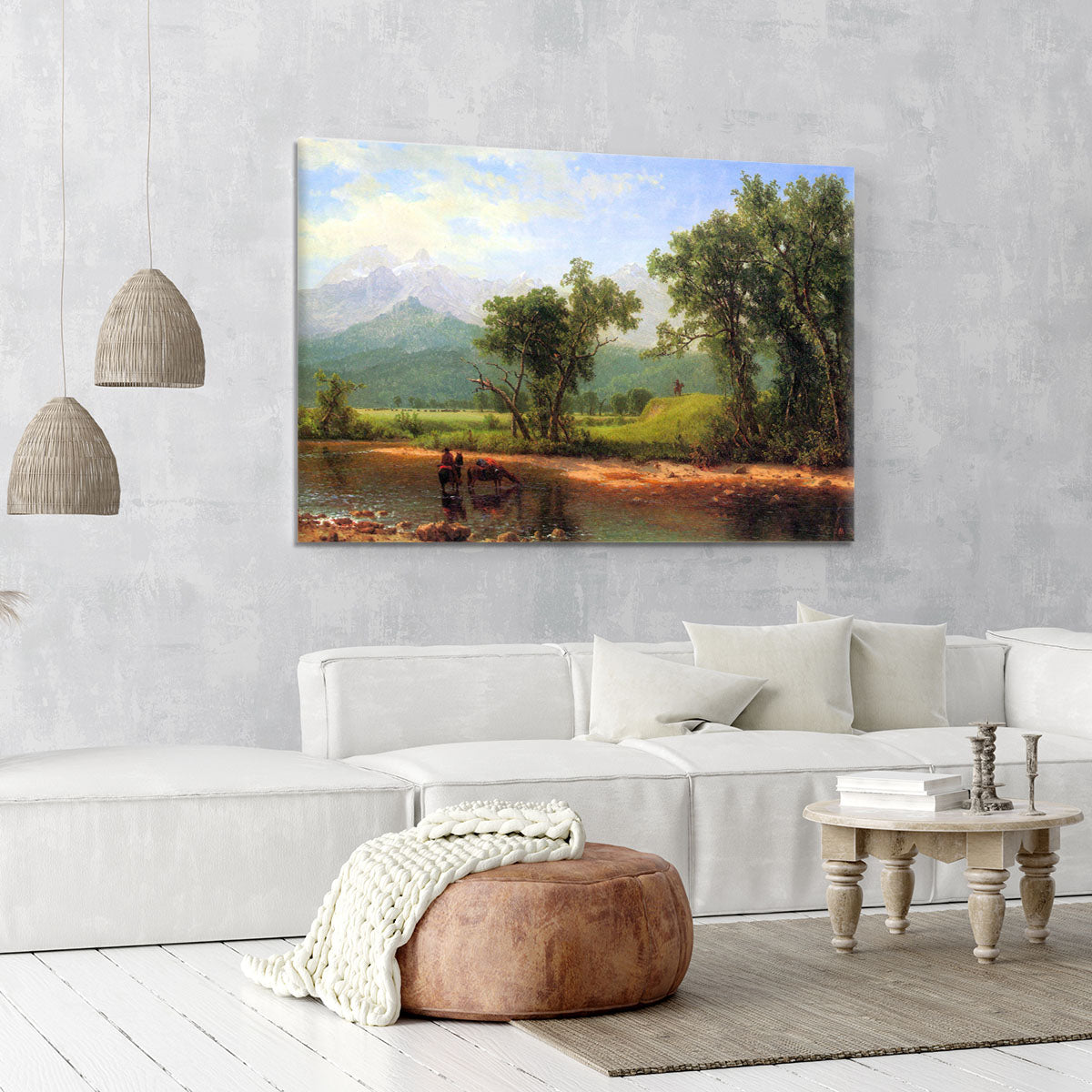 Wind River Mountains landscape in Wyoming by Bierstadt Canvas Print or Poster - Canvas Art Rocks - 6