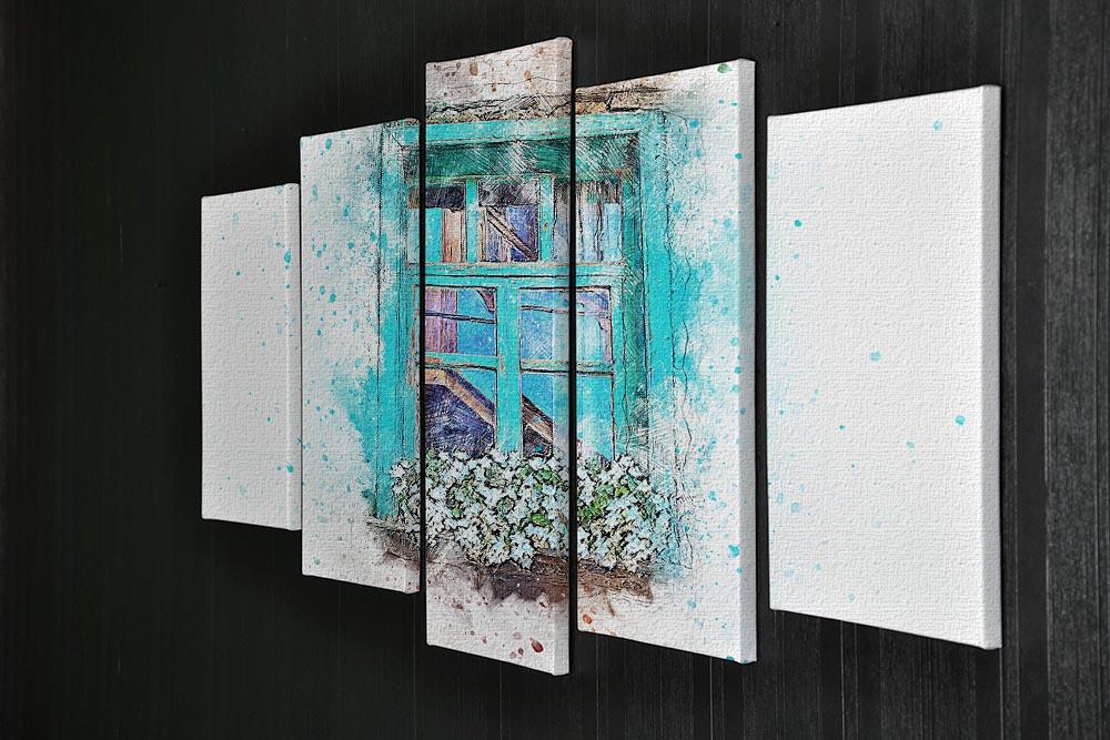 Window Painting 5 Split Panel Canvas - Canvas Art Rocks - 2