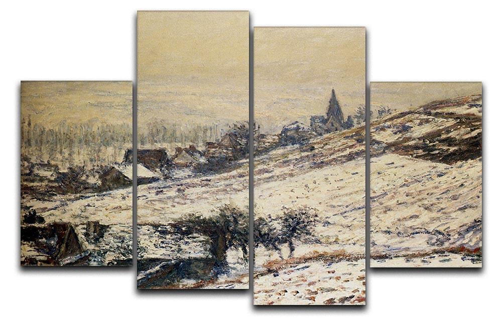 Winter At Giverny 1885 by Monet 4 Split Panel Canvas  - Canvas Art Rocks - 1